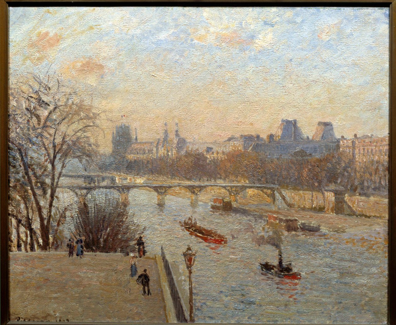 A Louvre és a Pont des Arts Párizsban Camille Pissarro festménye (1830-1903) 19. századi Reims, Musee des Beaux Arts alkotó: Camille Jacob Pissarro