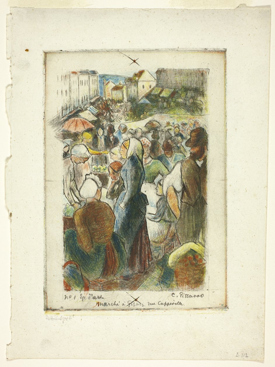 Piac Gisorsban; Rue Cappeville alkotó: Camille Pissarro
