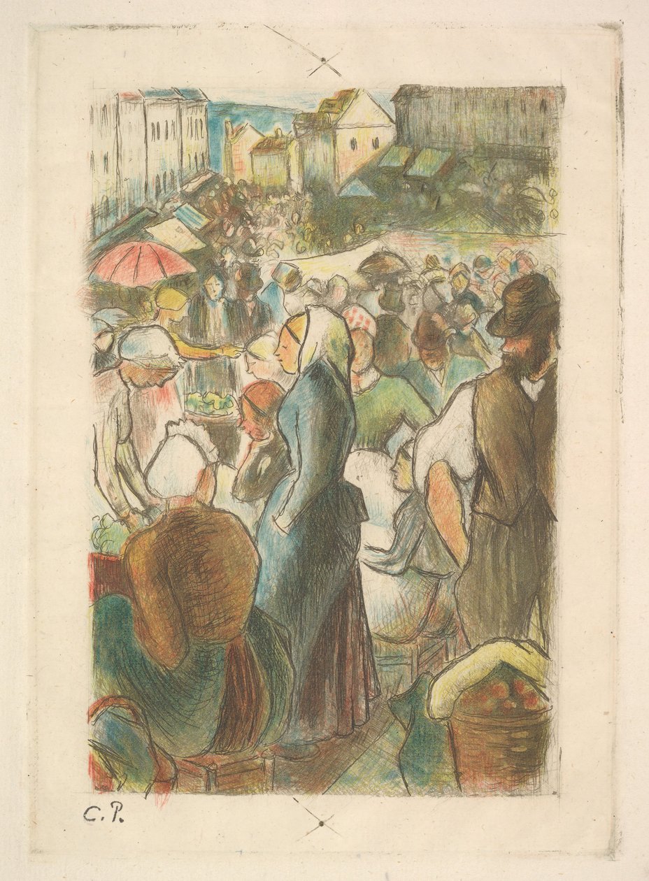 A Gisors-i piac: Rue Cappeville, 1894-95. alkotó: Camille Pissarro
