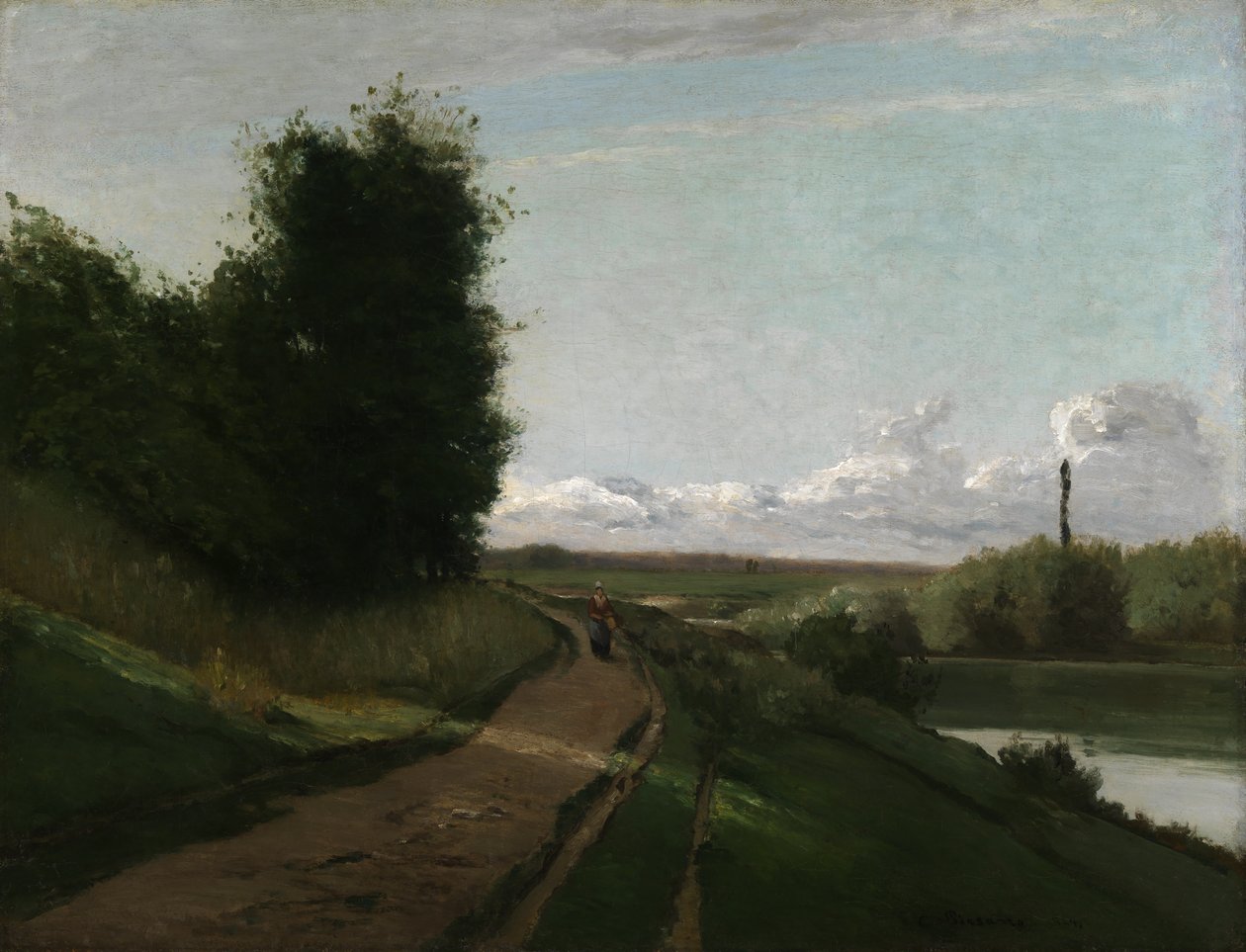 A vontatóút Bougivalban alkotó: Camille Pissarro