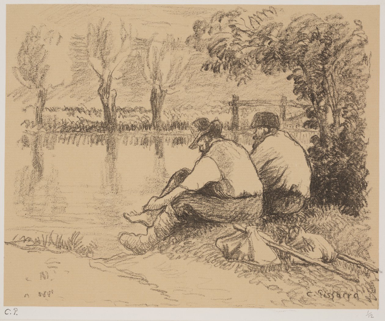 A csavargók, 1894 körül (litho) alkotó: Camille Jacob Pissarro