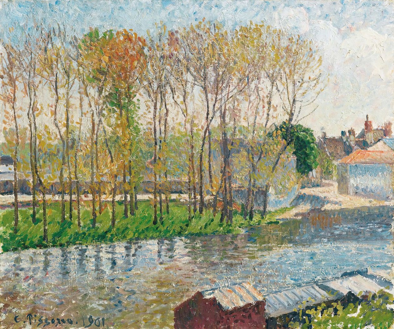 A Loing határa Moretben alkotó: Camille Pissarro