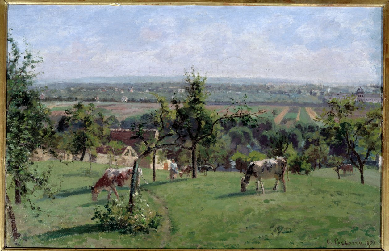 A Vesinet lejtői. Camille Pissarro (1830-1903) festménye alkotó: Camille Jacob Pissarro