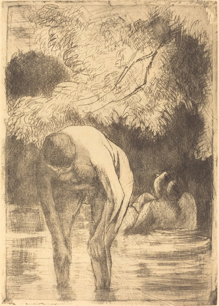 Két nő fürdik alkotó: Camille Pissarro