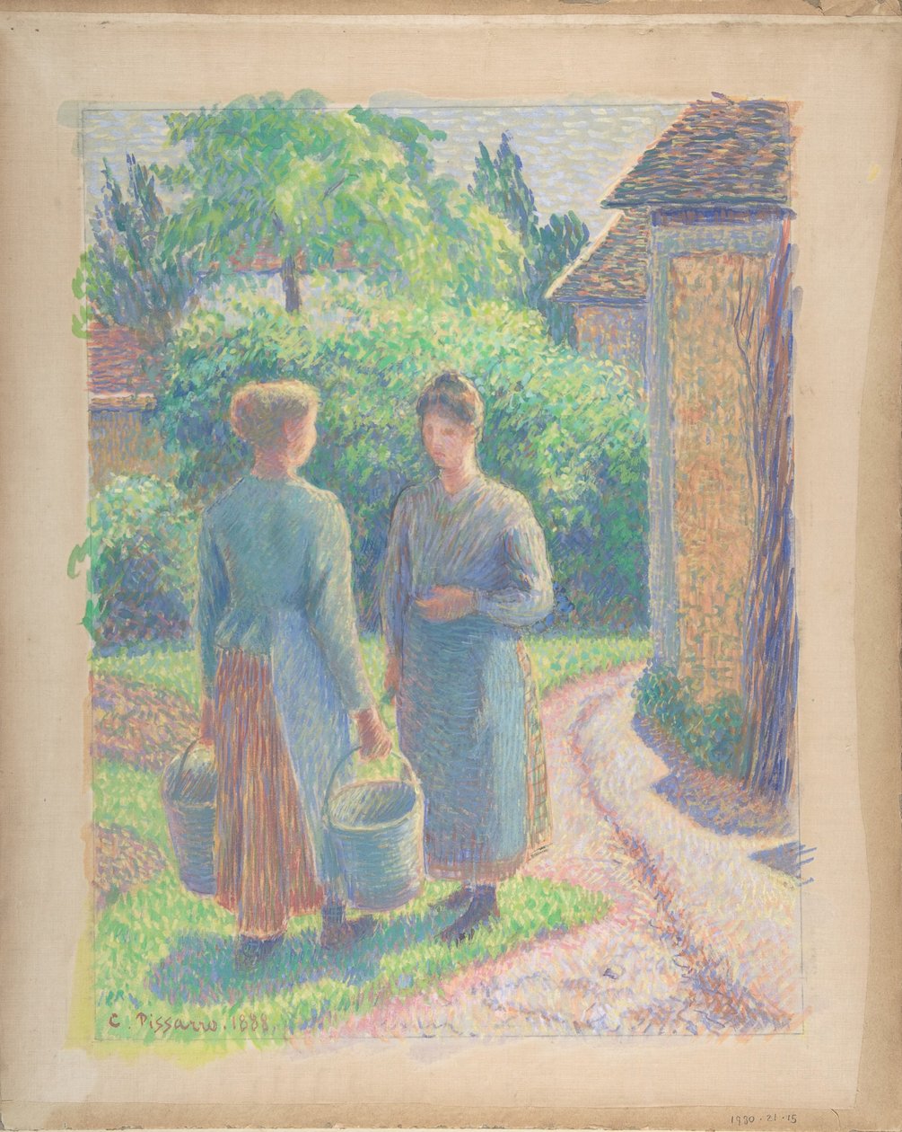 Két nő a kertben, 1888. alkotó: Camille Pissarro