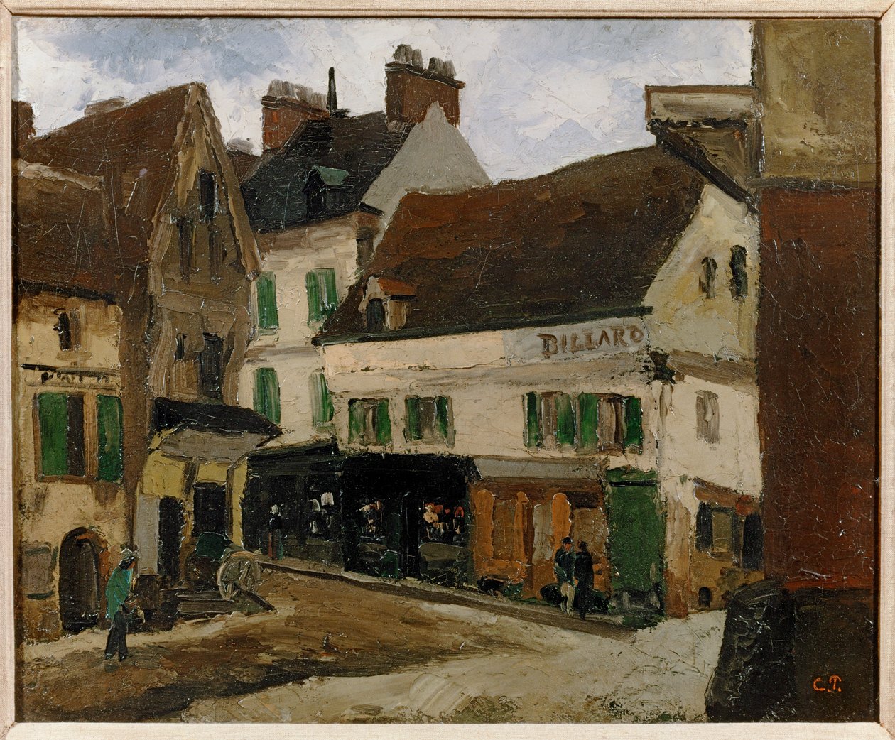 Une place a la Roche-Guyon - városi tér La Roche-Guyonban ... (festmény, vászon) alkotó: Camille Pissarro
