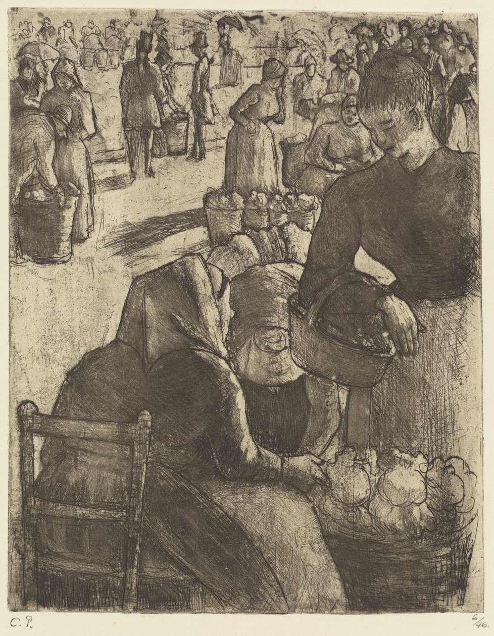 Zöldségpiac Pontoise-ban alkotó: Camille Pissarro