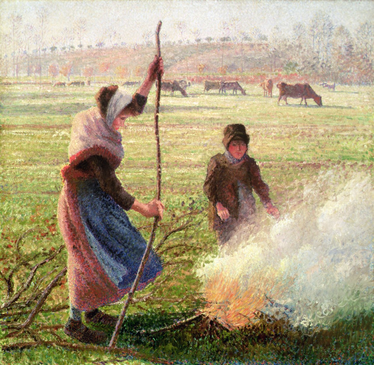 White Frost, nő töri a fát alkotó: Camille Jacob Pissarro