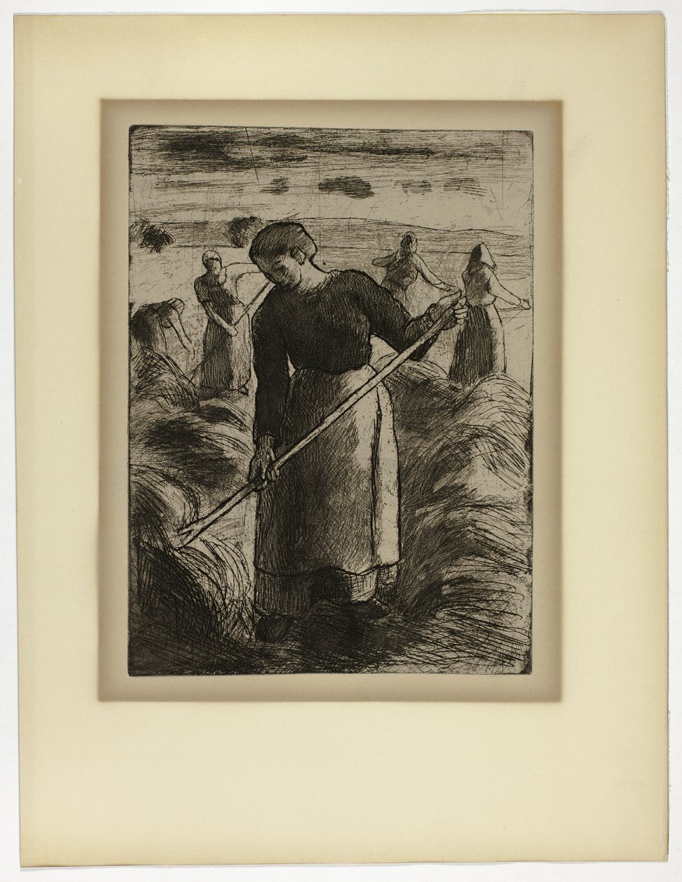 Szénakészítő nő Éragnyban alkotó: Camille Pissarro