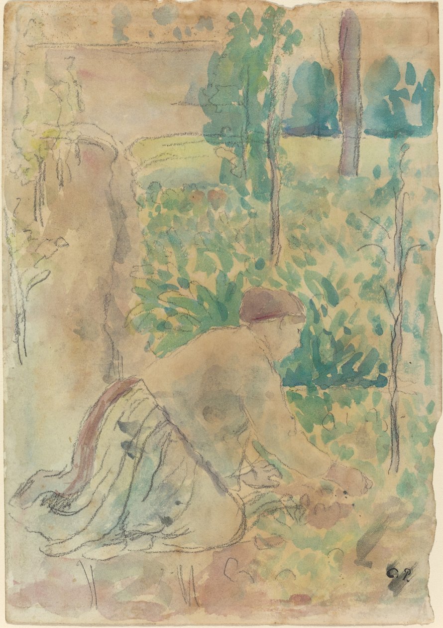 Nő dolgozik a kertben alkotó: Camille Pissarro
