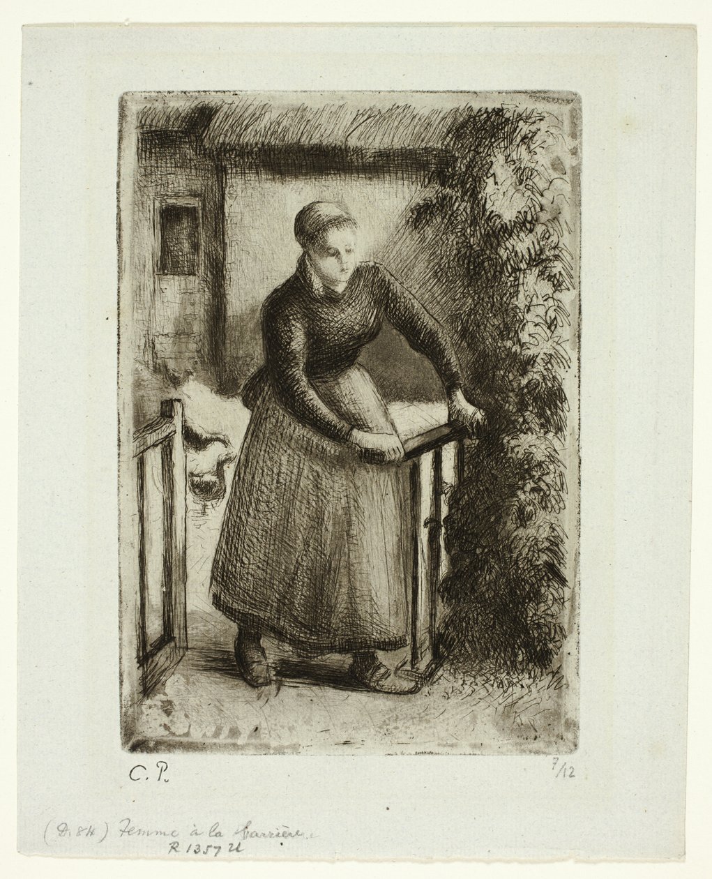 Nő a kapuban alkotó: Camille Pissarro