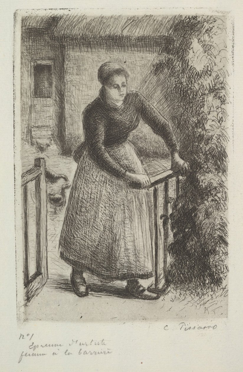 Nő a kapuban, 1889. alkotó: Camille Jacob Pissarro