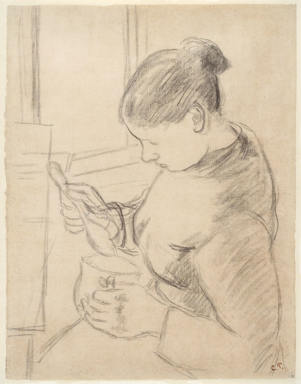 Fiatal Paraszt Miután Neki Kávét alkotó: Camille Pissarro
