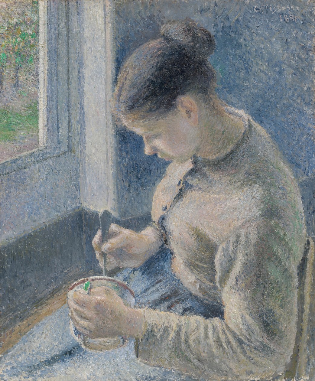 Fiatal paraszt a kávéjával, 1881. alkotó: Camille Pissarro