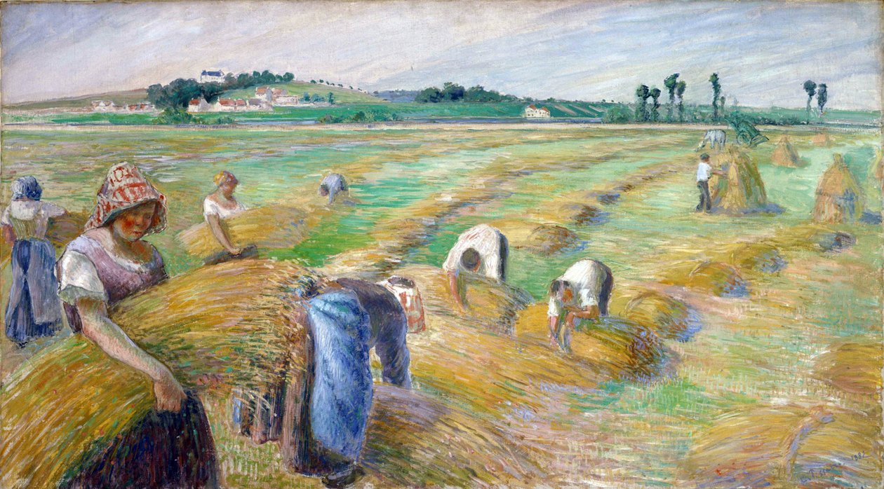 ""a betakarítás"" Camille Pissarro (1830-1903) festménye, mérete 70,3x126 cm 1882 National Museum of Western Art, Tokió alkotó: Camille Pissarro