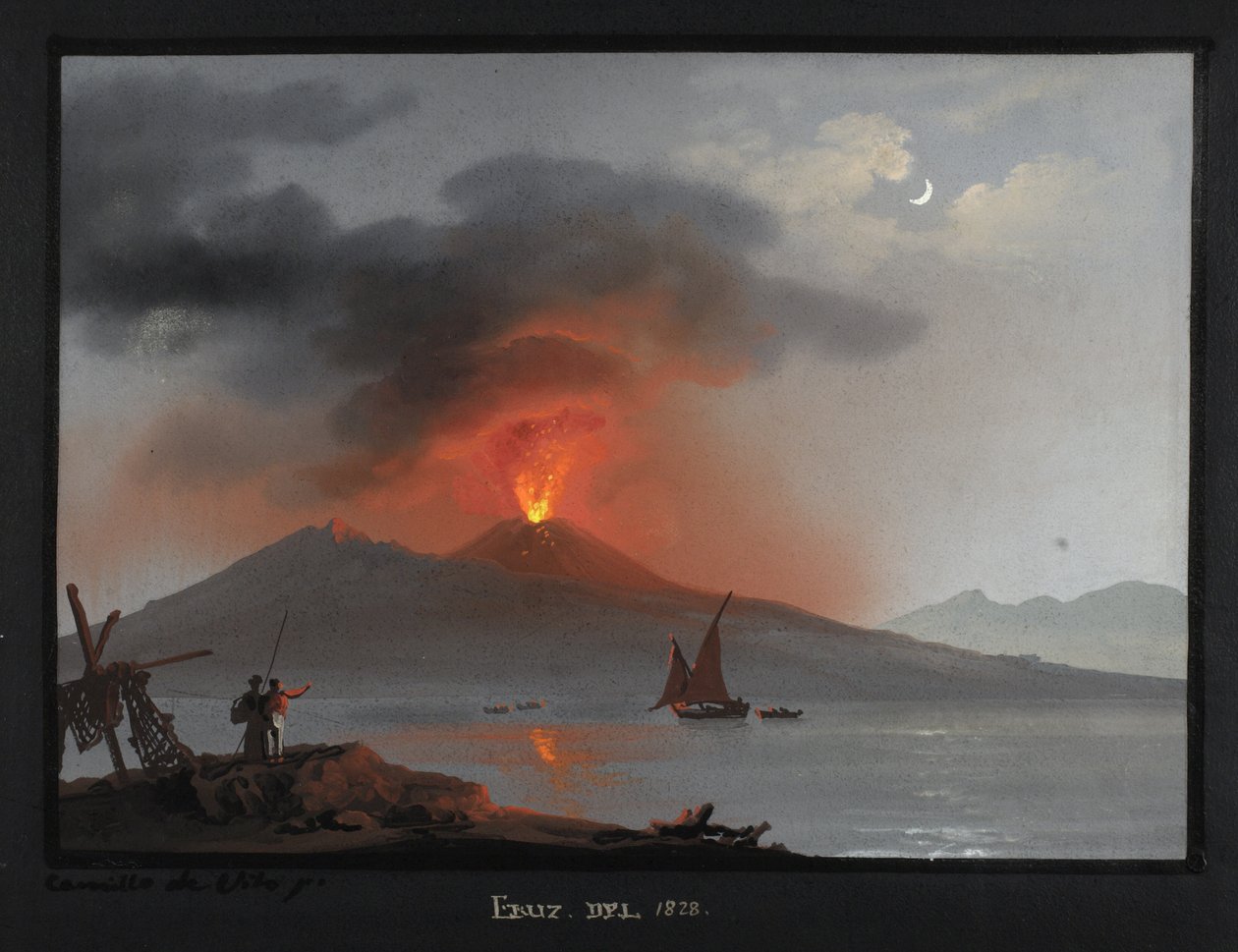 Vezúv, 1828-as kitörés alkotó: Camillo de Vito
