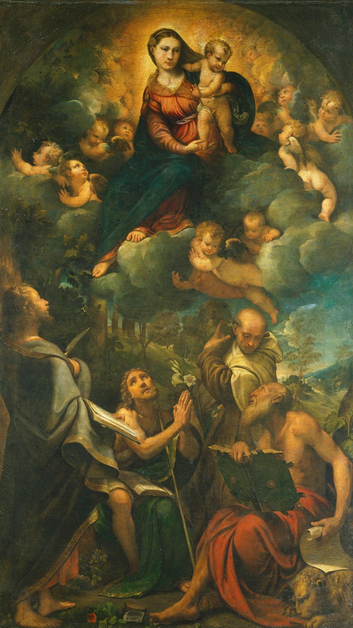 Madonna a dicsőségben, avagy Madonna gyermekkel és szentekkel alkotó: Camillo Boccaccino