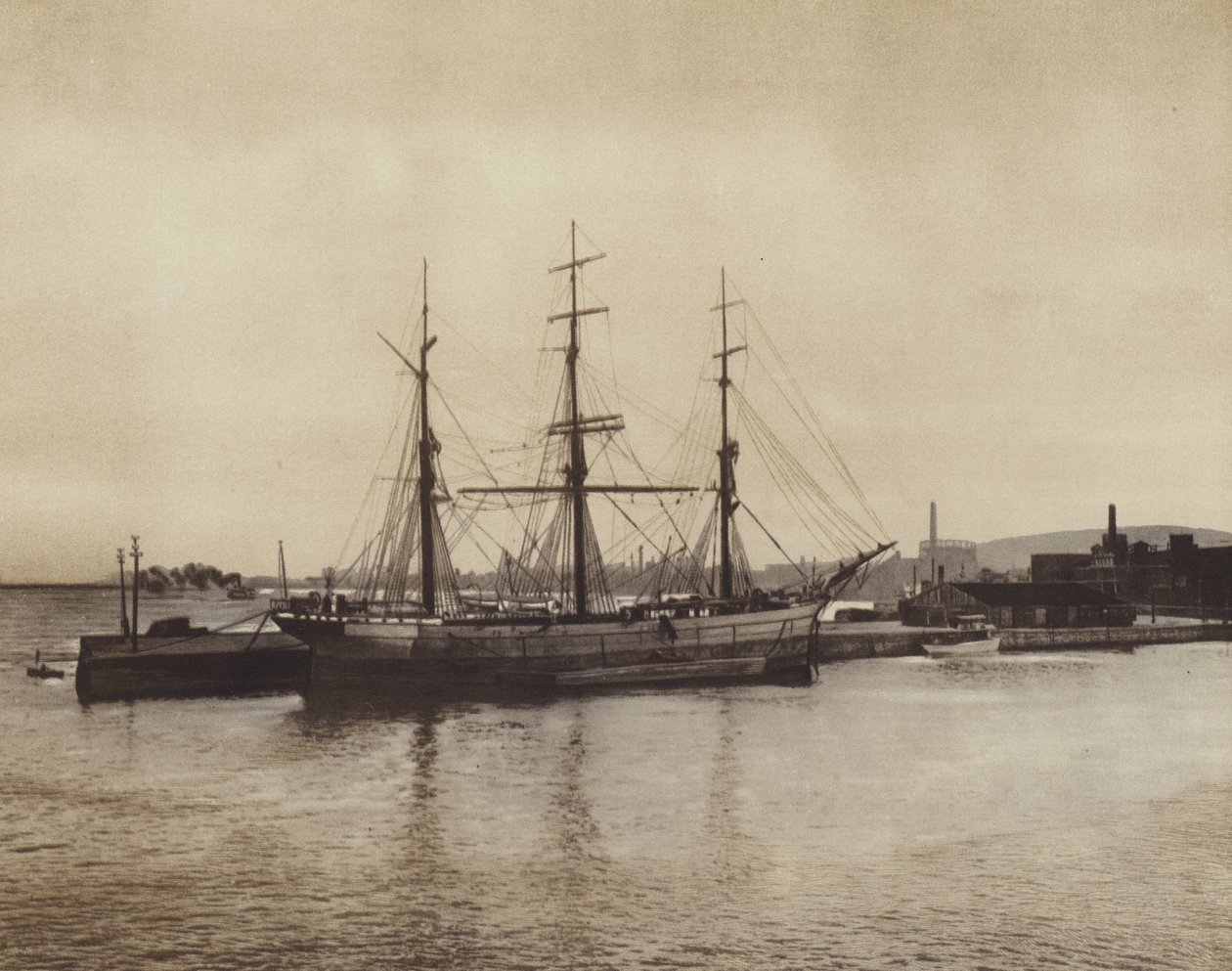 A Hochelaga kikötője, régi idők szkúnere még mindig üzemben (fekete-fehér fotó) alkotó: Canadian Photographer