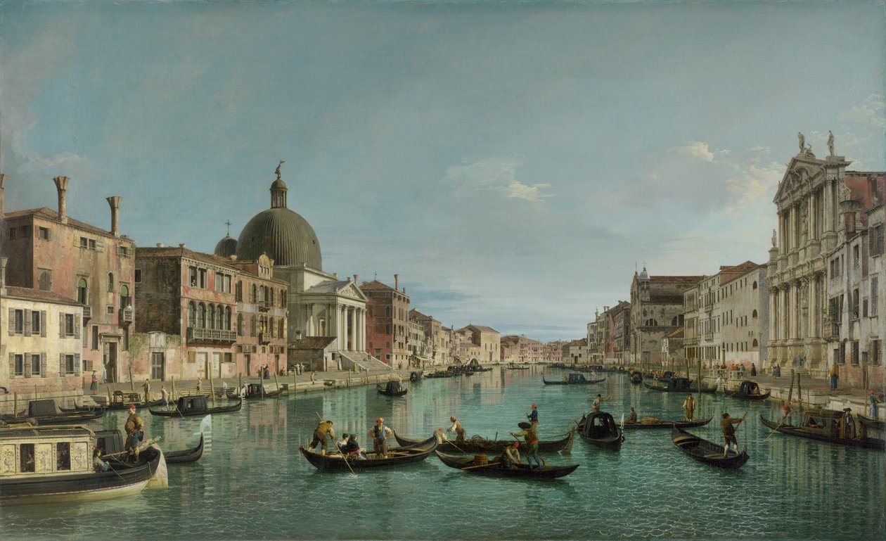 A velencei Grand Canal a San Simeone Piccolóval és a Scalzi templommal, kb. 1738 alkotó: Giovanni Antonio Canal