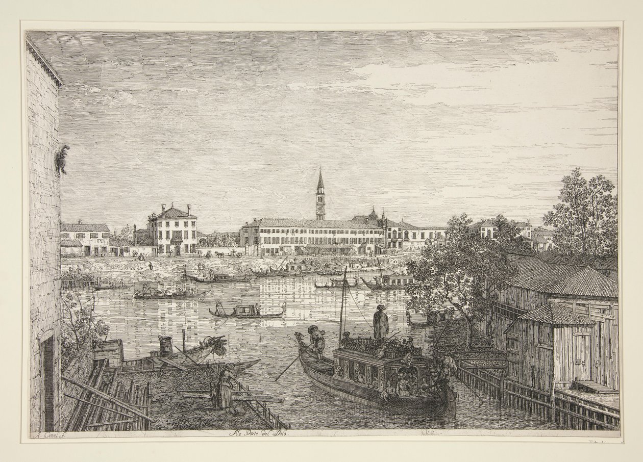 Ale Porte del Dolo (Dolo zárainál), a Vedute sorozatból (Nézetek) alkotó: Canaletto (Giovanni Antonio Canal)