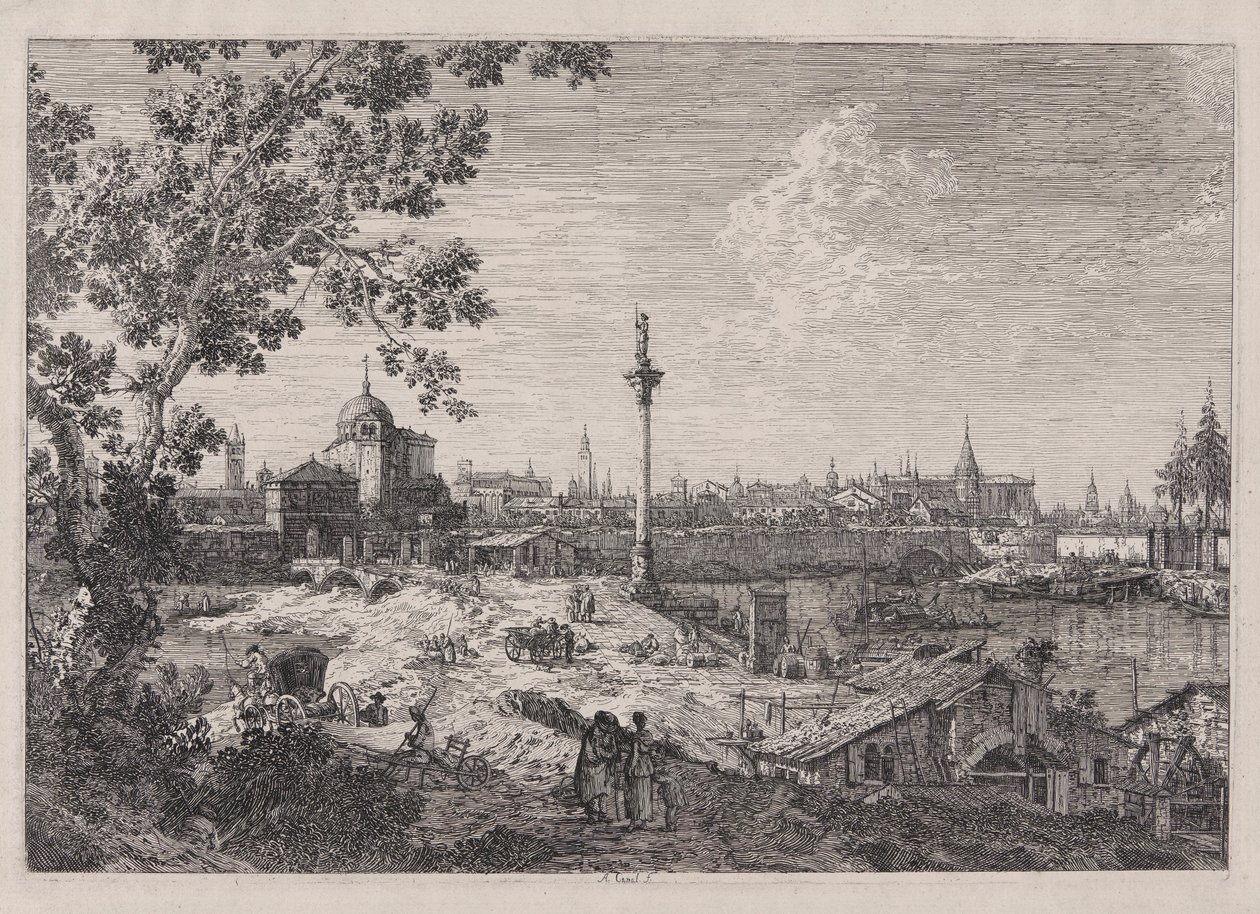 Padova képzeletbeli kilátása, a Vedute sorozatból (Nézetek) alkotó: Canaletto (Giovanni Antonio Canal)