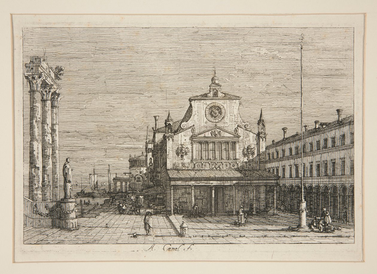 S. Giacomo di Rialto képzeletbeli képe, a Vedute sorozatból (Nézetek) alkotó: Canaletto (Giovanni Antonio Canal)