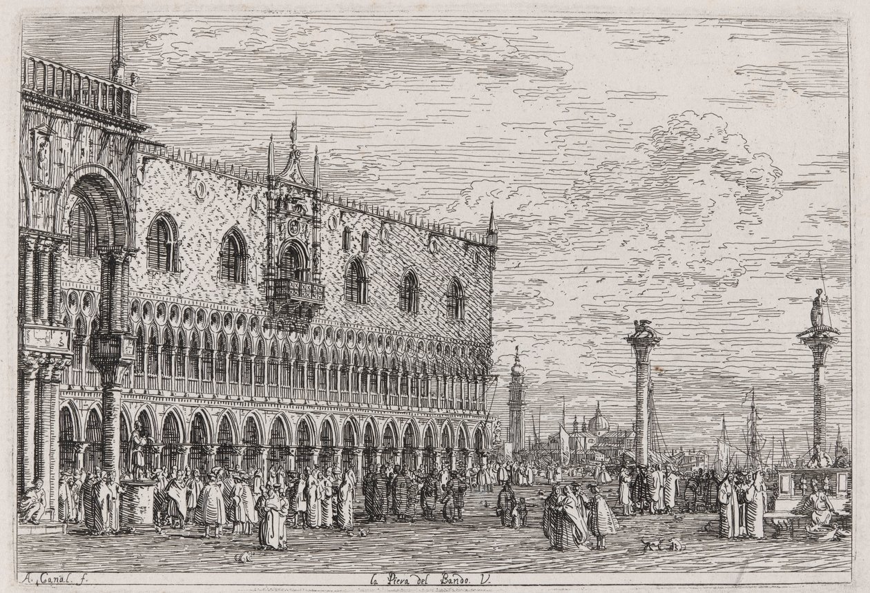 A Piera del Bando. V. (The Piera del Bando. V [enice]), a Vedute sorozatból (Nézetek) alkotó: Canaletto (Giovanni Antonio Canal)