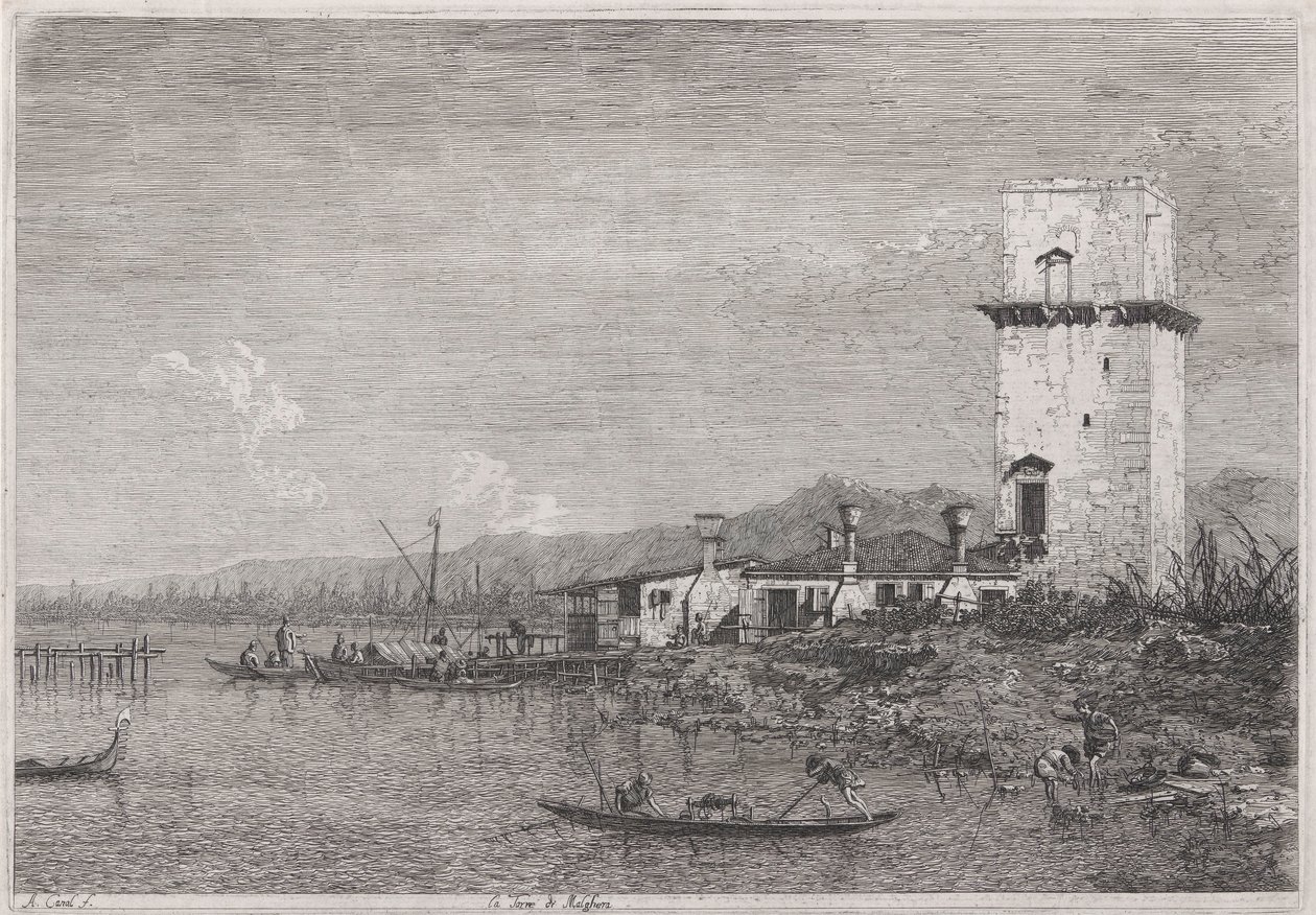 La Torre di Malghera (Malghera tornya), a Vedute sorozatból (Nézetek) alkotó: Canaletto (Giovanni Antonio Canal)