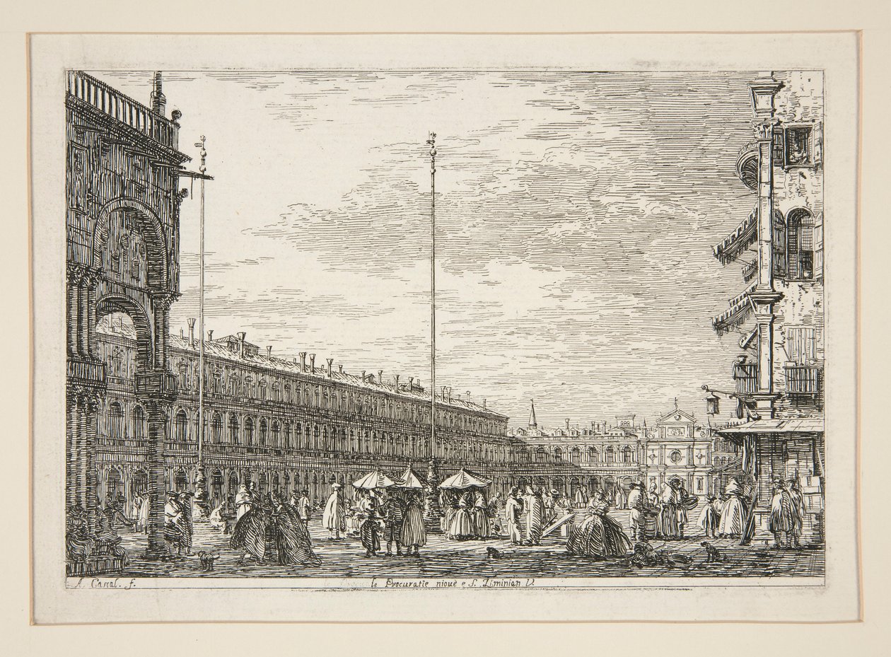 Le Procuratie Nuove e S. Ziminian V. (A Procuratic Nuove és a San Geminiano-templom, Velence), a Vedute sorozatból (Nézetek) alkotó: Canaletto (Giovanni Antonio Canal)