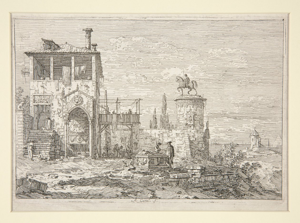 A lovas emlékmű, a Vedute sorozatból (Nézetek) alkotó: Canaletto (Giovanni Antonio Canal)