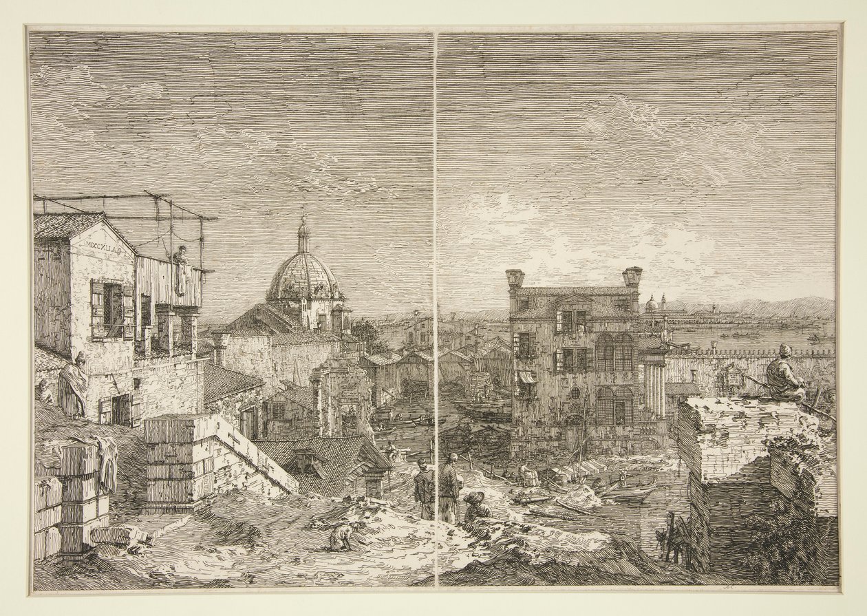 A ház felirattal [és] A ház perstílussal, a Vedute sorozatból (Nézetek) alkotó: Canaletto (Giovanni Antonio Canal)