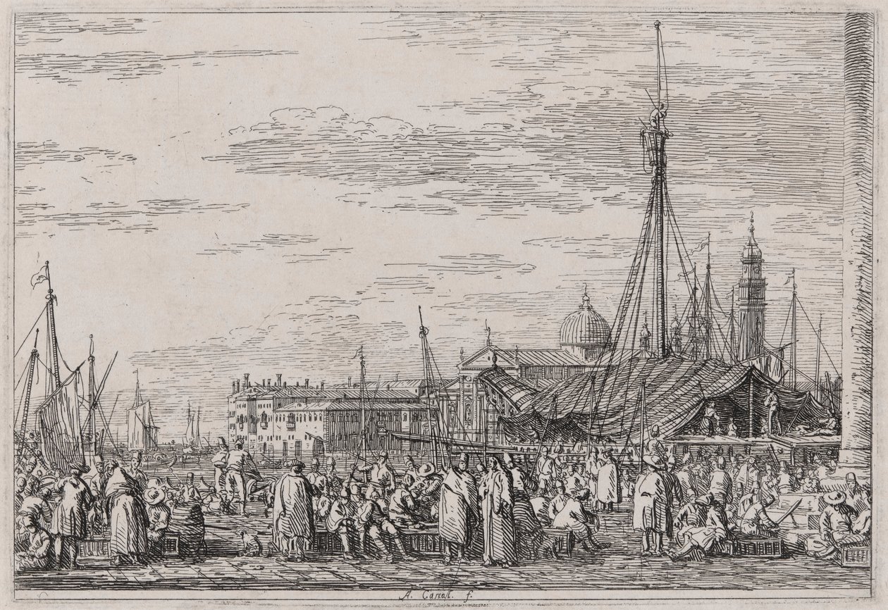 The Market on the Molo, a Vedute sorozatból (Nézetek) alkotó: Canaletto (Giovanni Antonio Canal)