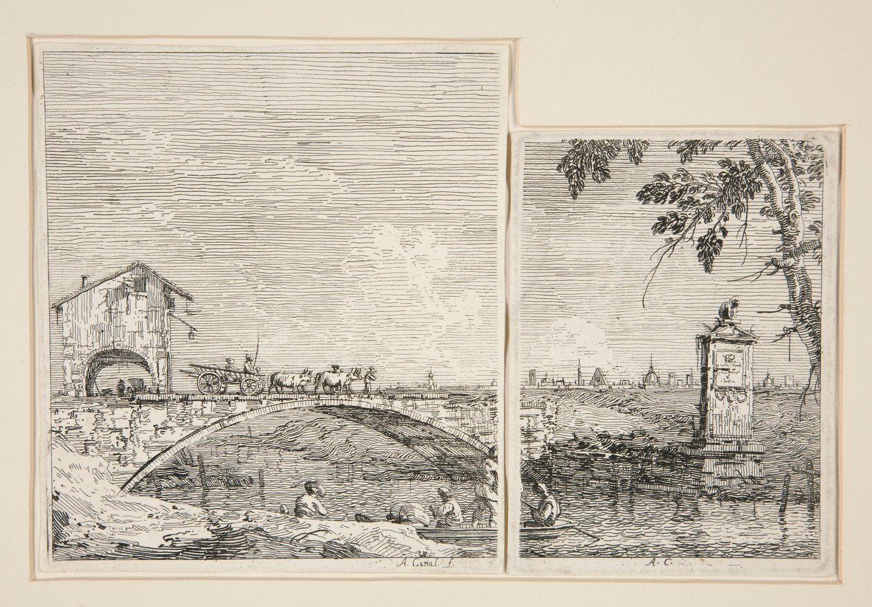 A hídon áthaladó kocsi, a Vedute sorozatból (Nézetek) alkotó: Canaletto (Giovanni Antonio Canal)