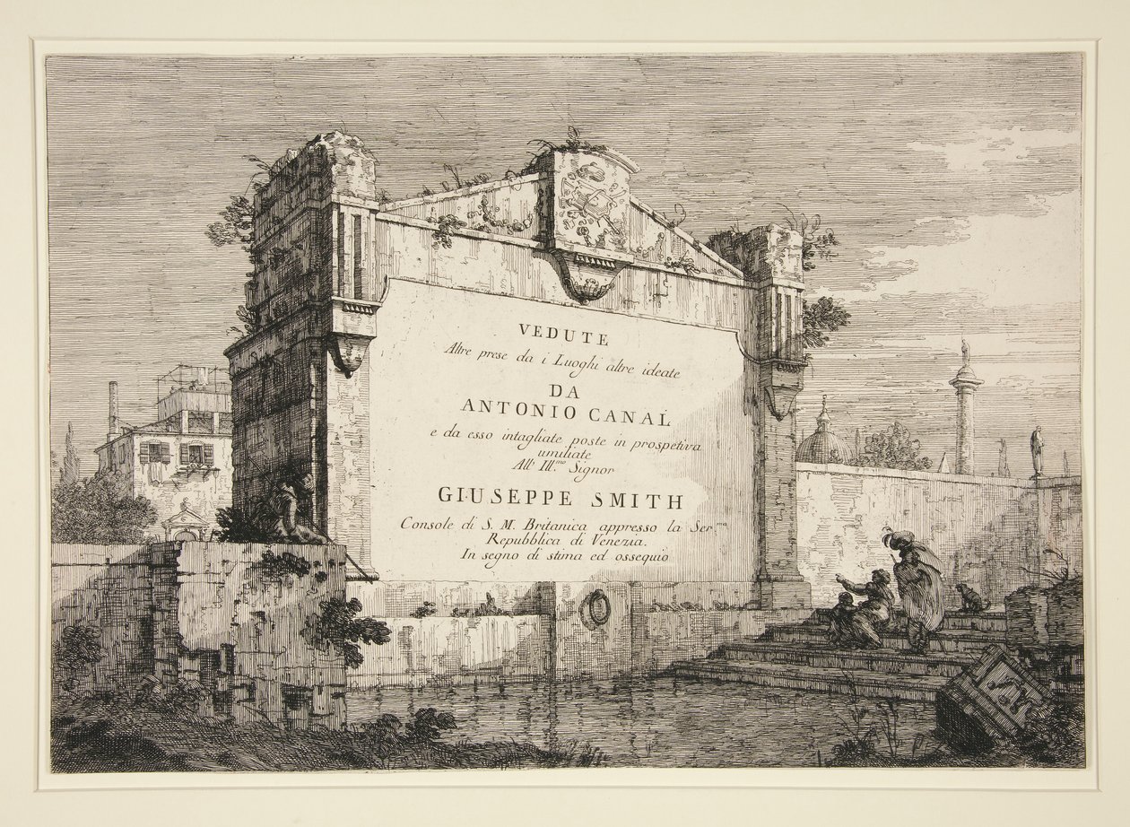 Címtábla, a Vedute sorozatból (megtekintések) alkotó: Canaletto (Giovanni Antonio Canal)