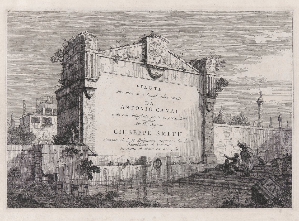 Címtábla, a Vedute sorozatból (megtekintések) alkotó: Canaletto (Giovanni Antonio Canal)