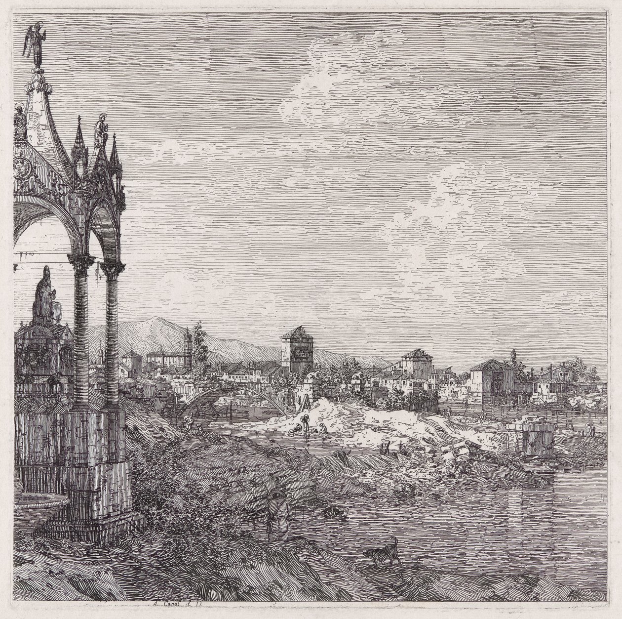 Kilátás egy városra egy püspökkel alkotó: Canaletto (Giovanni Antonio Canal)