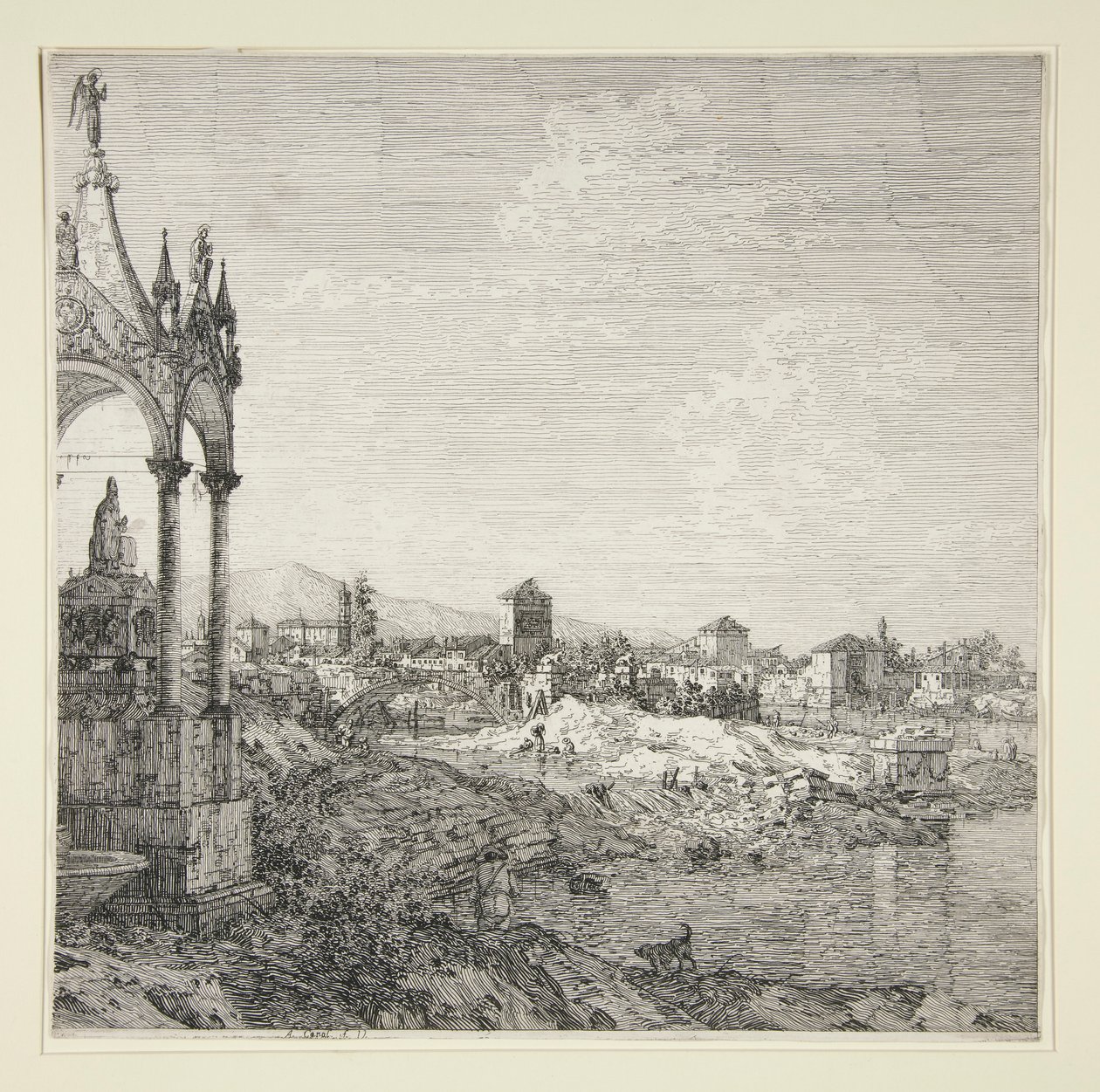 Kilátás egy városra egy püspökkel alkotó: Canaletto (Giovanni Antonio Canal)
