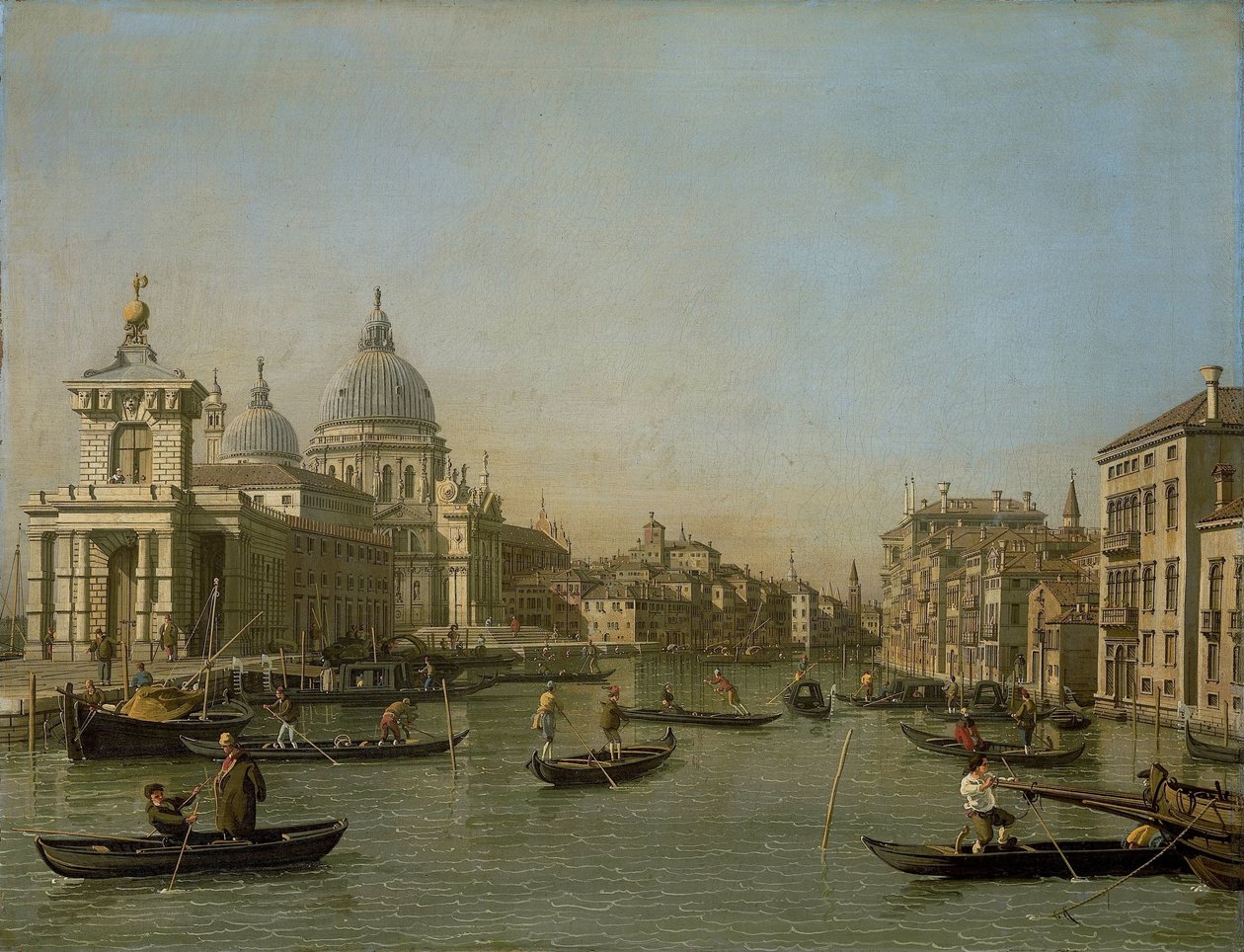 A Canal Grande bejárata a Punta della Dogana és a Santa Maria della Salute közelében alkotó: Canaletto (workshop of)