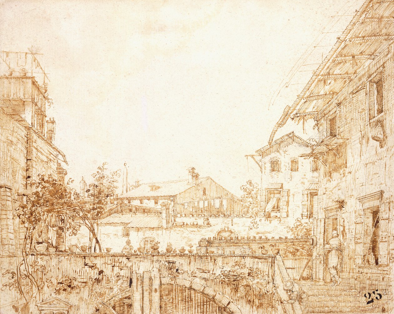 Kilátás egy teraszra Padovában, alkotó: Giovanni Antonio Canal