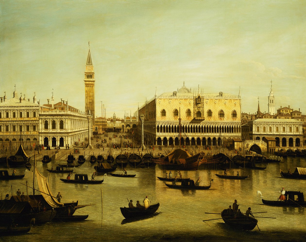 Kilátás a Molo-ra a velencei Bacino di San Marco-tól, alkotó: Giovanni Antonio Canal