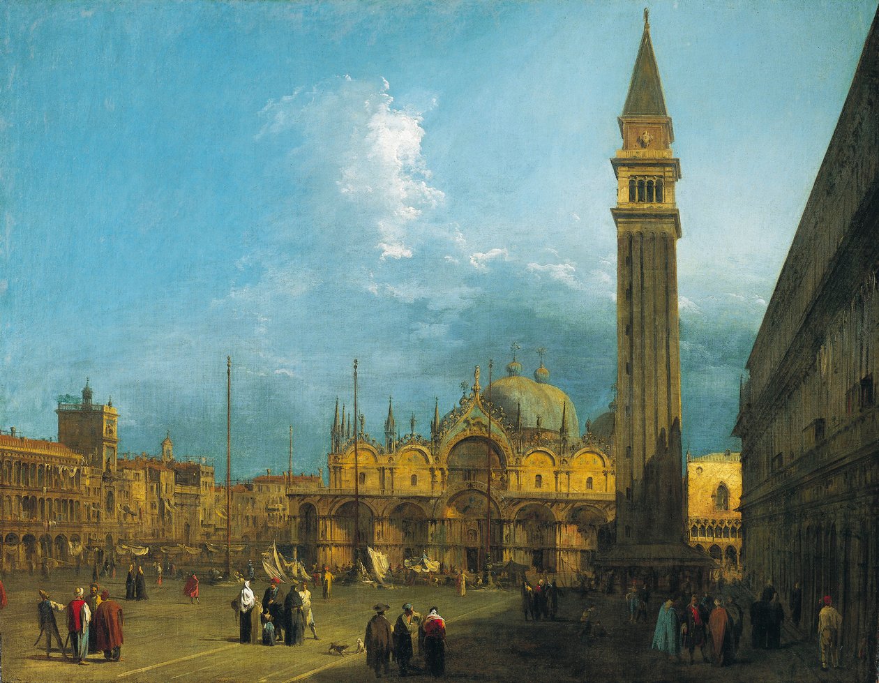 Canaletto - Piazza San Marco keletre, a Bazilika és a Campanile felé néz 1723-4 körül alkotó: Canaletto
