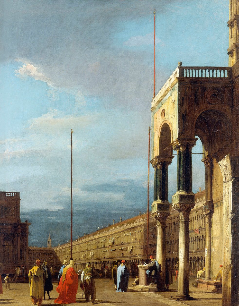 Canaletto - A Piazza észak-nyugati irányban a San Marco templom főterével 1723-24 körül. alkotó: Canaletto