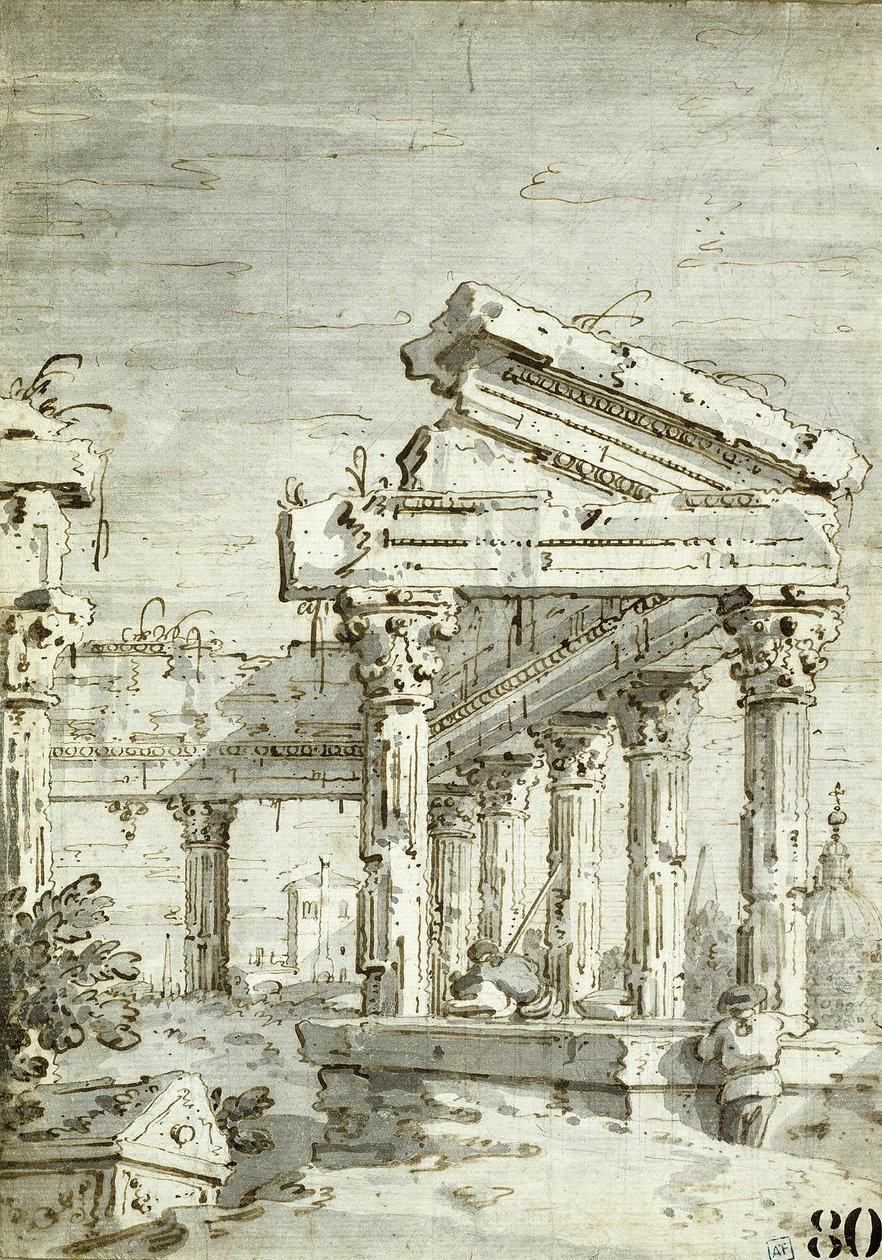 Capriccio: Egy romos klasszikus templom alkotó: Canaletto