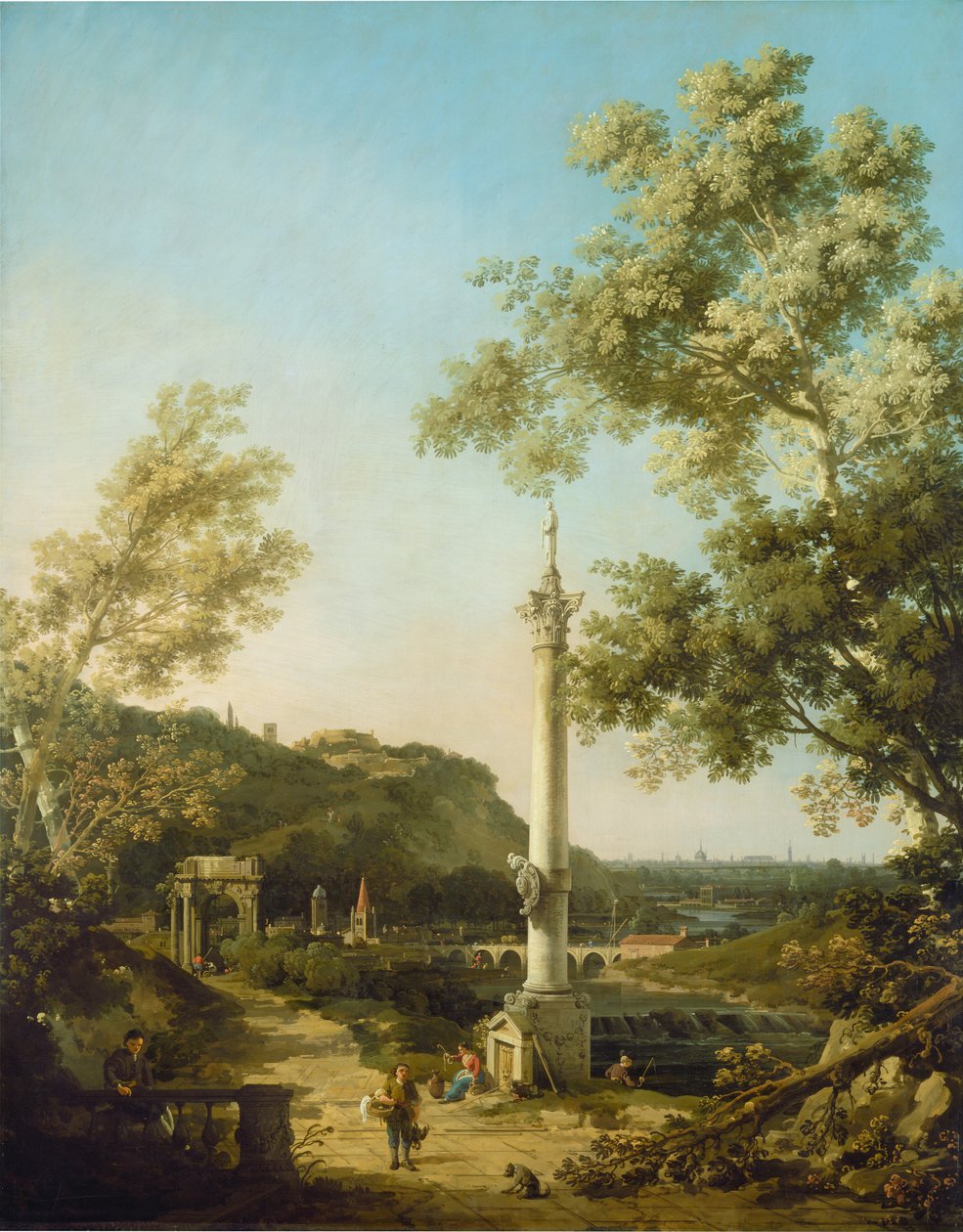 Angol táj capriccio oszloppal alkotó: Canaletto