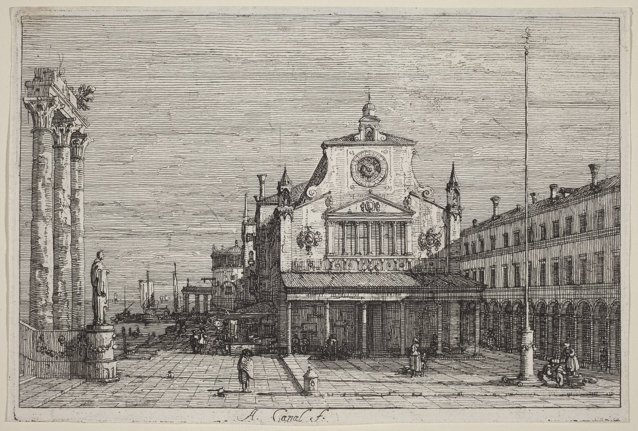 S. Giacomo di Rialto képzeletbeli látképe alkotó: Canaletto