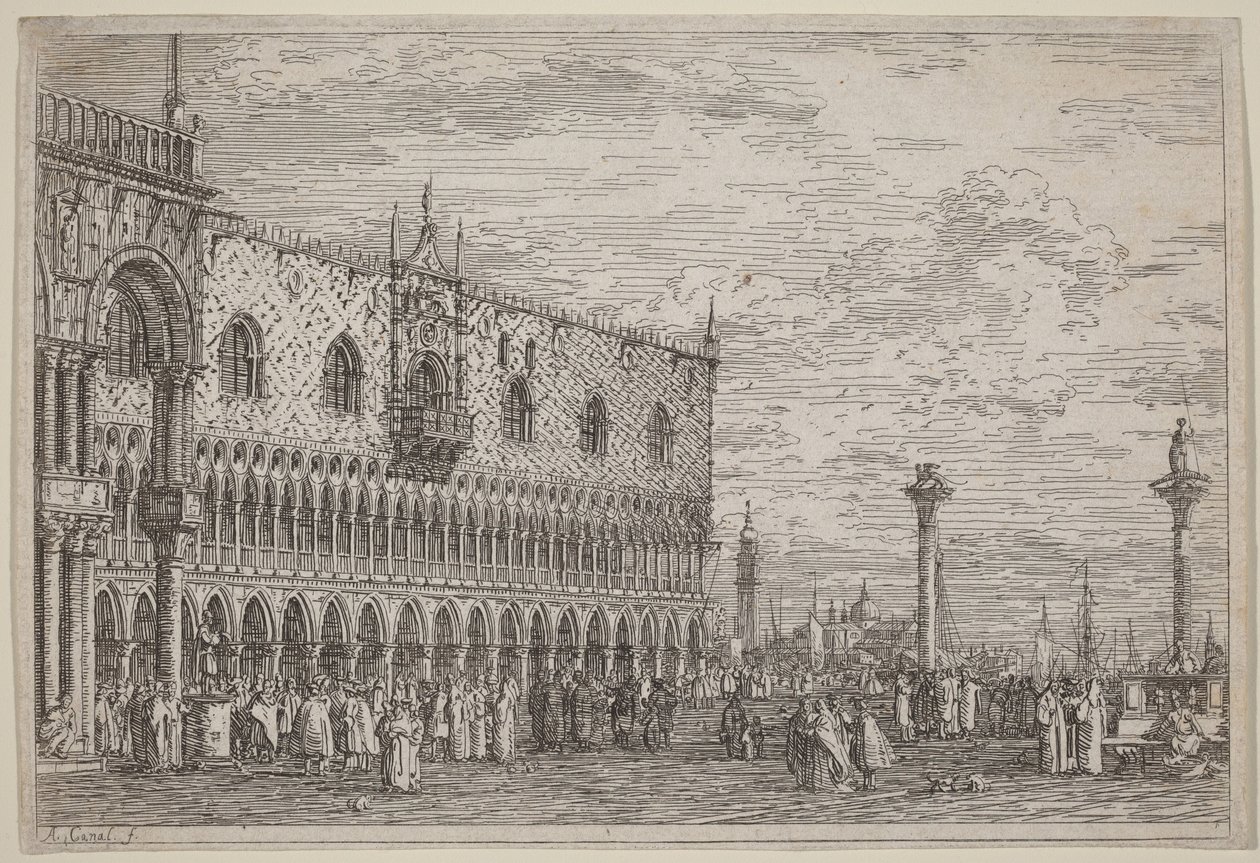 La Piera del Bando. V. tábla. alkotó: Canaletto