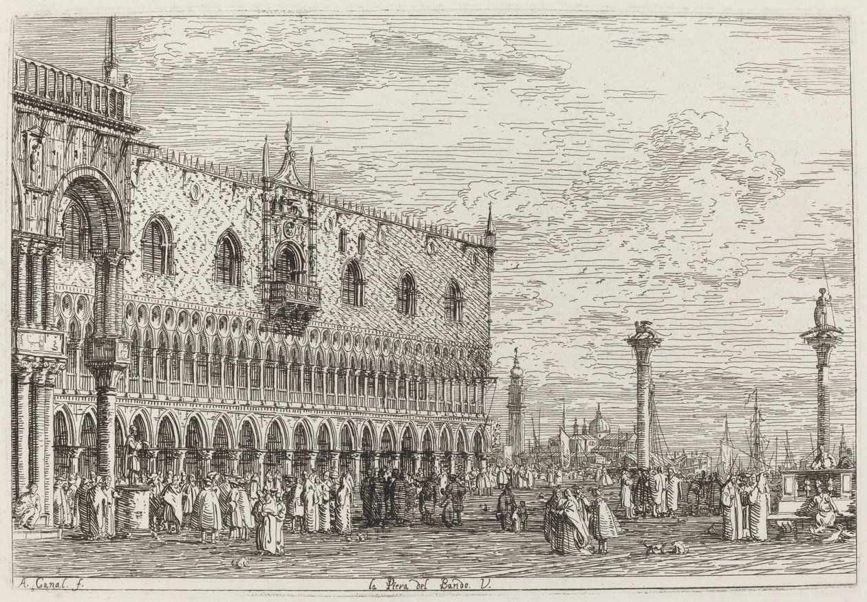 A Piera del Bando. V. [jobbra lent], c. 17351746. alkotó: Canaletto