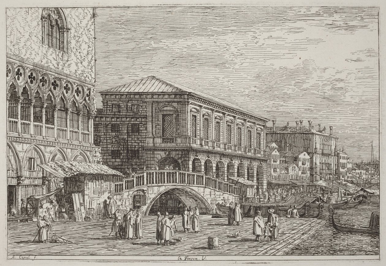 A börtön. V. [bal alsó sarok] alkotó: Canaletto
