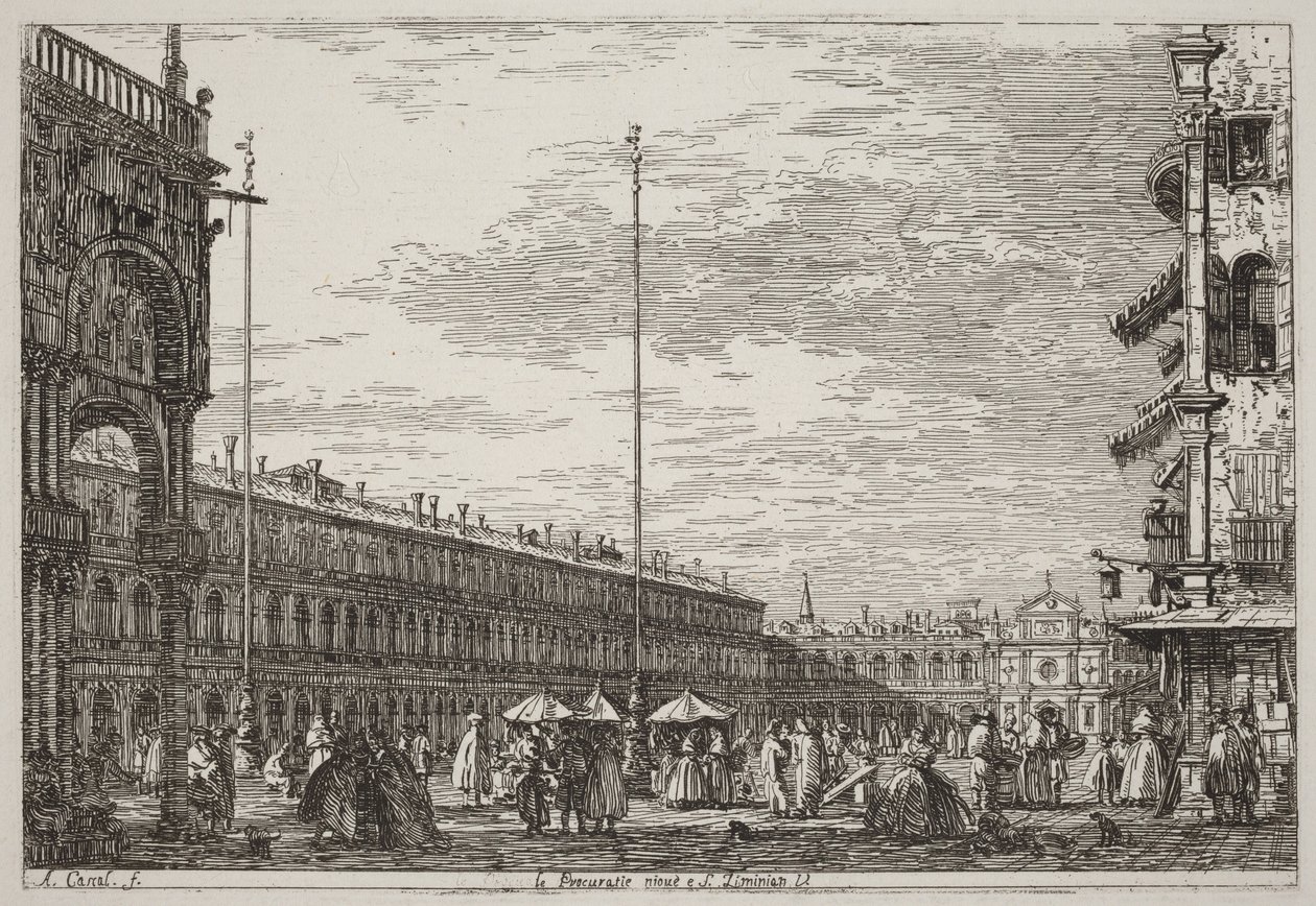 A Procuratie Nuove és San Geminiano V. [jobb felső sarok] alkotó: Canaletto