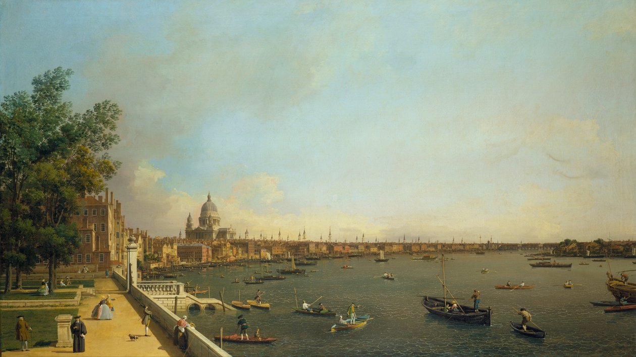 London: A Temze a Somerset House Terrace felől a város felé alkotó: Canaletto